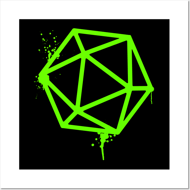 D20 Dice Lime Green Tabletop RPG Gaming Wall Art by pixeptional